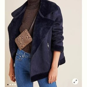 Anthropologie Faux Suede Moto Jacket M